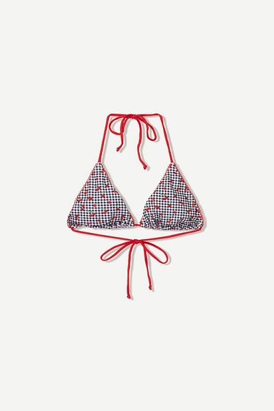 Bershka Cherry gingham bikini top