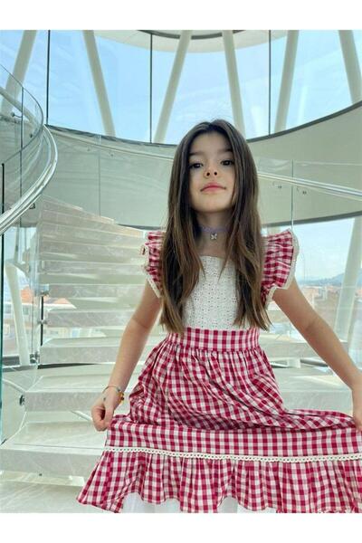Hilal Akıncı Kids Κοριτσίστικο υφαντό φόρεμα με σχέδιο Gingham