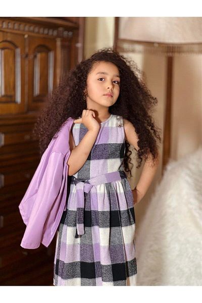 Hilal Akıncı Kids Κοριτσίστικο Δερμάτινο Μπουφάν Ξυλουργικό Υφασμάτινο Σετ 2 τεμ