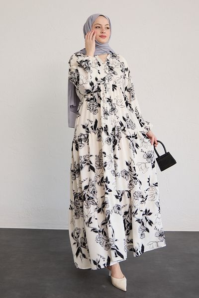 InStyle Λευκό φόρεμα με σχέδιο Aresya Flower