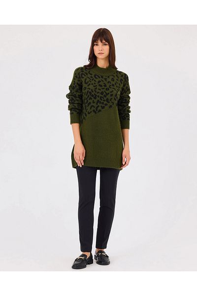 SCL Tunica tricotaj cu maneca lunga cu model leopard