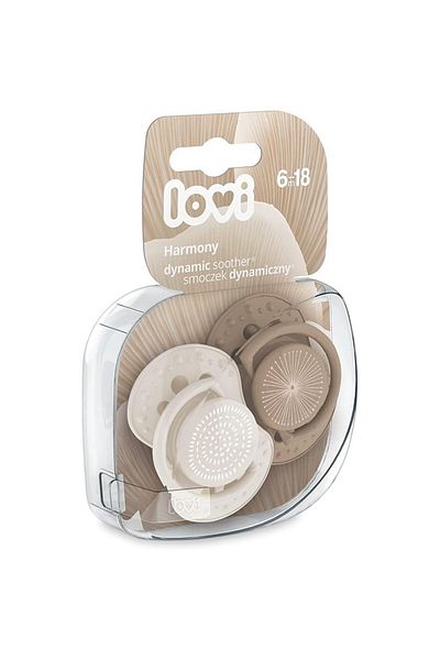 LOVI Harmony Dynamic Silicone Soother For 6-18 Months Baby - Pack of 2, Beige
