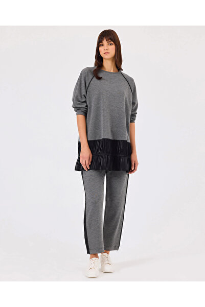 SCL Yuvarlak Yaka Çift Kumaşlı Sweatshirt