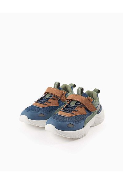 Ziddy Trainers for Boys 'ZY Superlight Runner', Blue/Green/Camel