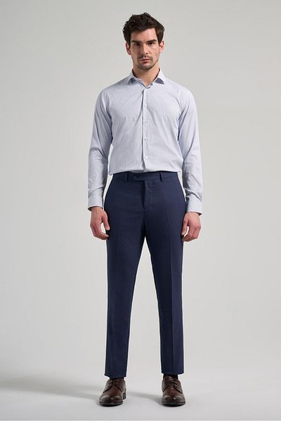 İmza Navy Blue Stretchy Slim Fit Classic Trousers with Side Pockets 1003250160