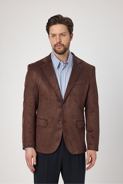Frappoli Ανδρικό σουέτ Bernando Brown Μπουφάν Blazer 4 εποχών Καλοκαίρι-Χειμώνα