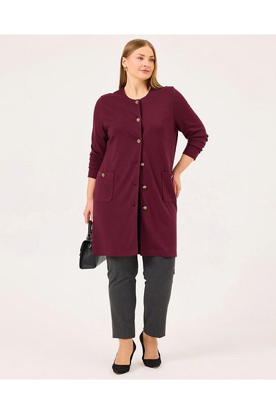 Gala-Xi Plus Size Round Neck Button Cardigan