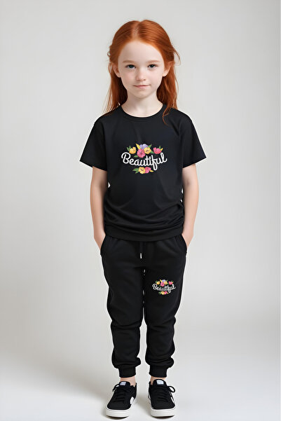 FYK COLLECTİON Tricou cu mânecă scurtă și pantaloni de trening pentru fete cu...