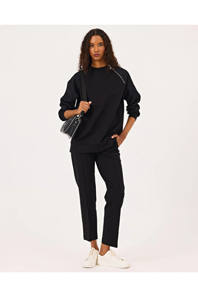 SCL Sıfır Yaka Fermuar Detaylı Sweatshirt