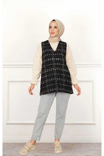 CNG MODA V-Neck Tweed Sweater