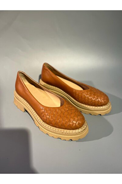 Butik Noble shoes hakiki deri örgü desenli babet