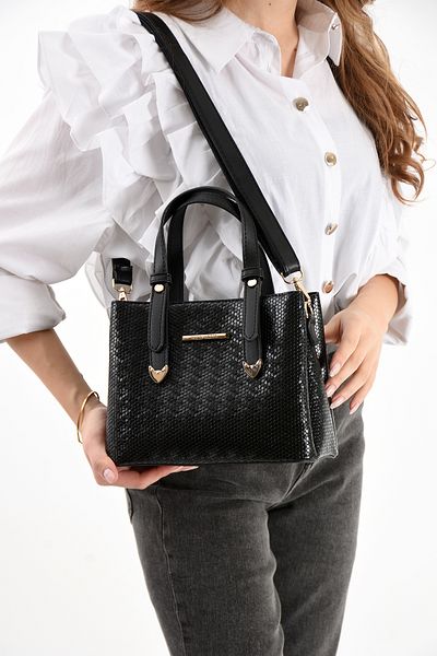 Sanmorris Women's Shoulder Bag - Hand and Arm Bag, Daily Kroko-Black