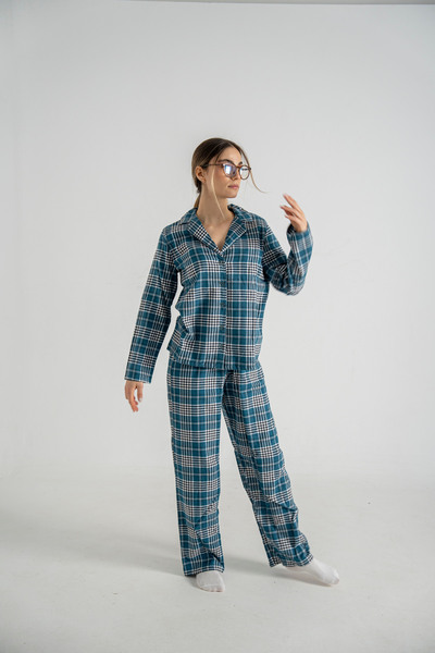 FEELAMORE Night & Lounge Ekose Desenli Flanel Gecelik Takımı