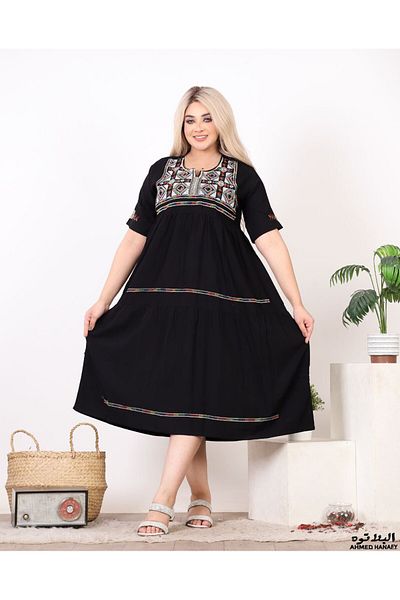 Genrics Comfortable and flowing embroidered cotton midi jalabiya