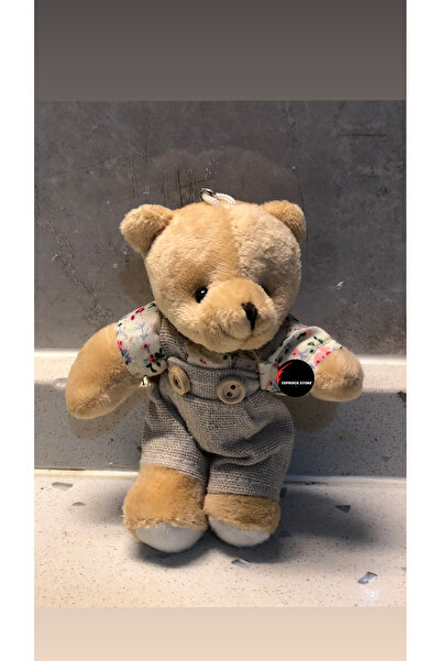 TOPROCKSTORE Sevimli Elbiseli Tulumlu Ayıcık Peluş Oyuncak Anahtarlık Uyku Arkadaşı Hediyelik 12 CM