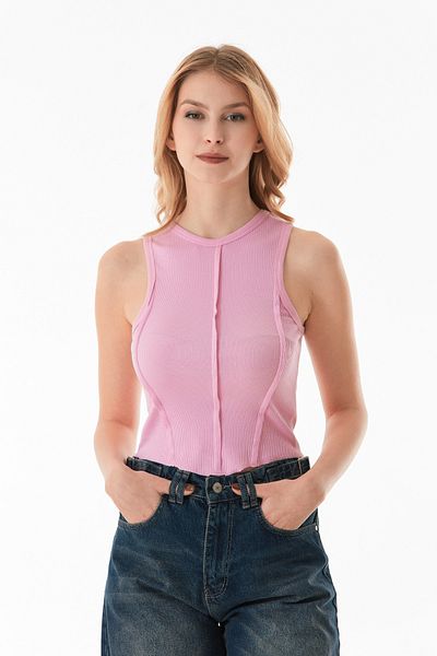 Fulla Moda Body crop cu cusături cu gât cu nervuri