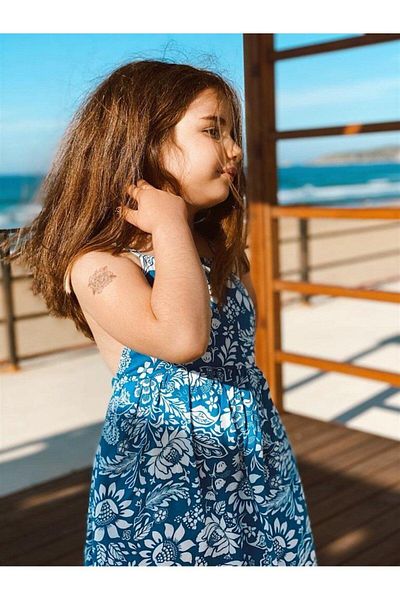 Hilal Akıncı Kids Rochie din viscoză din bumbac liliac, cu model floral, fără spate