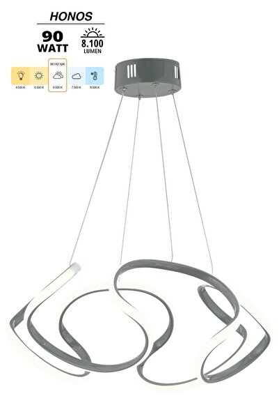 Dekorluna Honos Füme Modern Sarkıt Beyaz Işık Salon Mutfak Oda Hol Ledli Avize