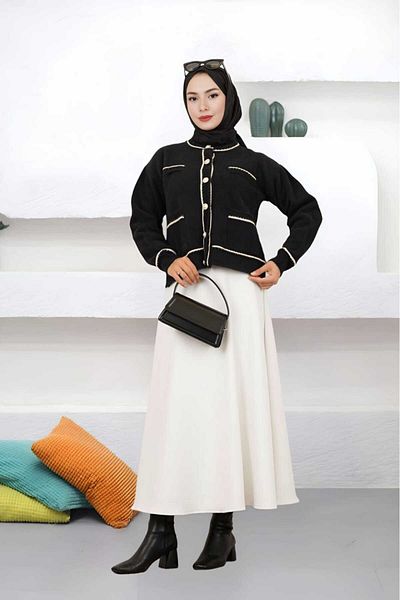 CNG MODA Puff Scuba Fabric Flared Skirt