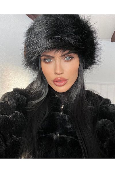 Luminos Butik Black Thick Plush Fur Hat - Fluffy and Warm Winter Hat Spk1141