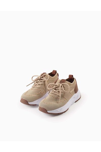 Ziddy Mesh Trainers for Boys 'Superlight Runner', Beige/Brown