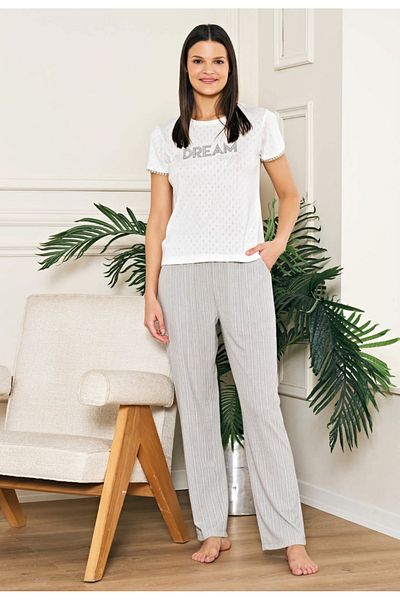 Feyza Set pijamale cu mânecă scurtă jacquard pentru femei