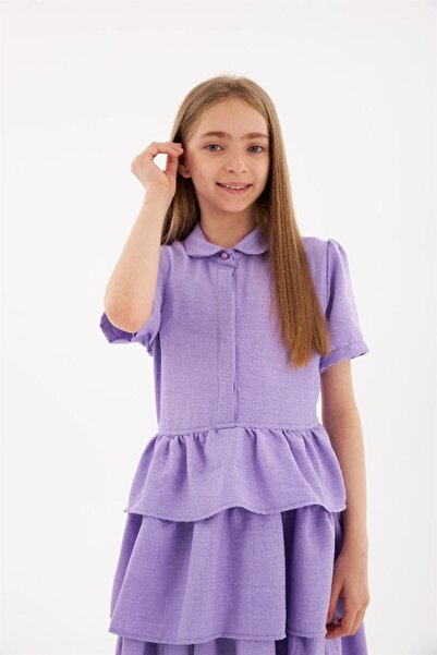 Hilal Akıncı Kids Kız Çocuk Renkli Yandan Fermuarlı Kat Kat Elbise