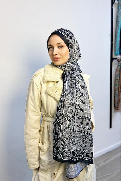 white stars Βαμβακερό σάλι Lavia Ethnic Pattern