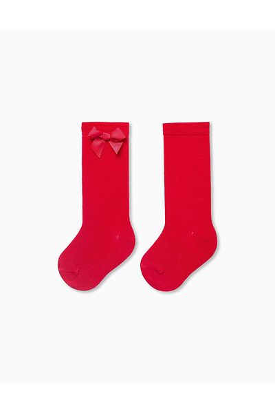Ziddy High Socks with Bow for Baby Girls, Red