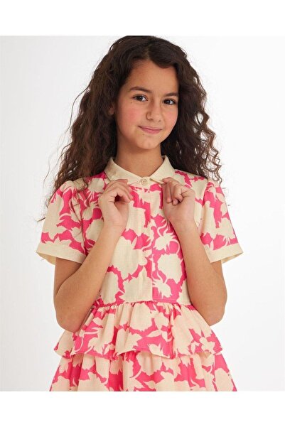 Hilal Akıncı Kids Rochie de in din bumbac stratificată colorată pentru fete
