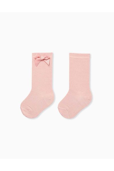 Ziddy High Socks with Bow for Baby Girls, Pink