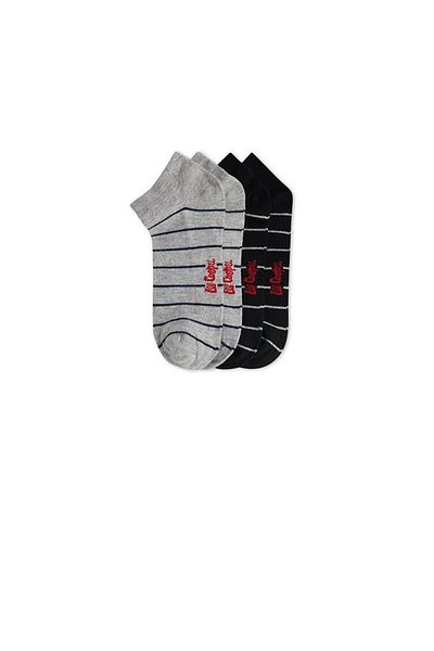 Lee Cooper Мъжки чорапи Blake с връзки за глезена, чифт от 2 - тъмносини райета/сив меланж