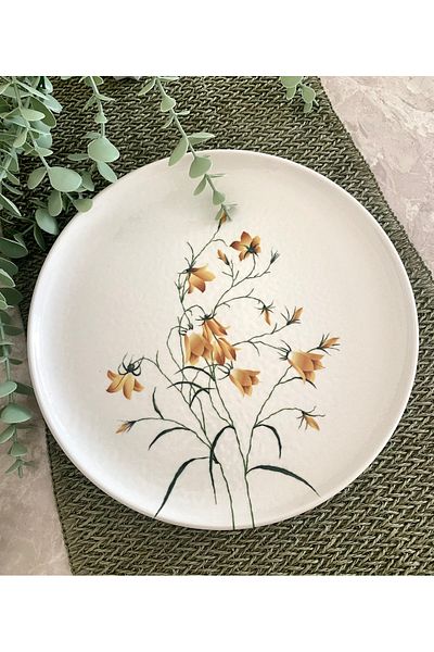 Yiğit Seramik Züccaciye Yellow Crocus 26 cm Large Round Serving & Presentation Plate