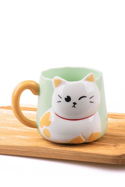 MUKKO HOME 3D Embossed Cat Porcelain Mug – 450 ml Large Capacity, Stylish and Fun Design