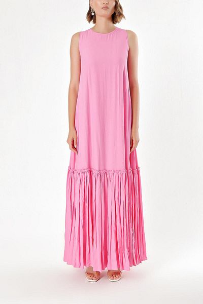 SOCIETA Pink Skirt gathered sleeveless dress 93745