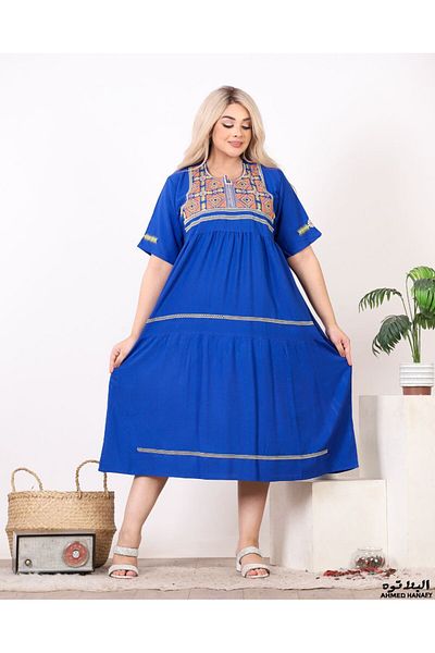 Genrics Comfortable and flowing embroidered cotton midi jalabiya