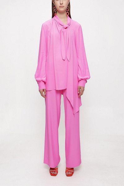SOCIETA Pink Elastic Waist Trousers Double Suit 12284