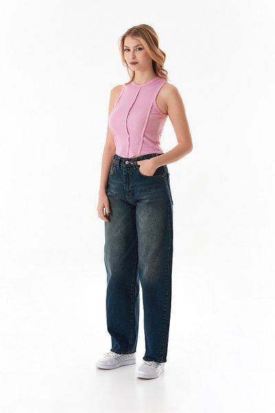 Fulla Moda Body crop cu cusături cu gât cu nervuri
