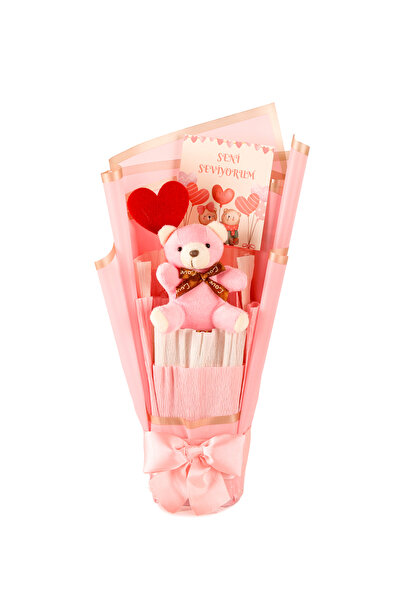Sakura Candle Co Little Pink Serisi - Seni Seviyorum Pembe Peluş Ayıcık Buketi