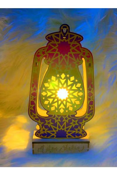 co arma Ramadan Wooden Lantern Table Lamp