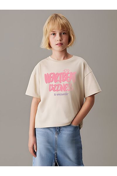 uyguntarz Kinder-T-Shirt aus Baumwolle mit HeartBeat-Aufdruck