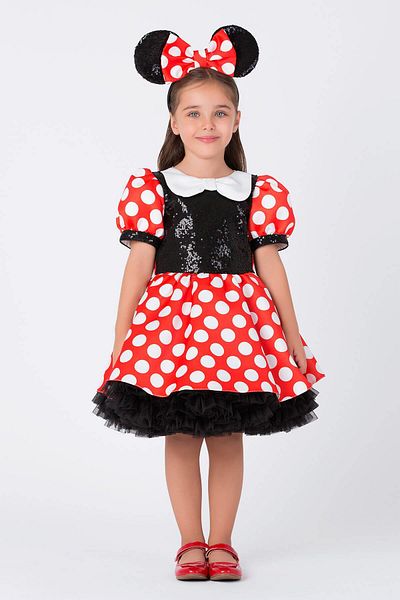 Pamina Girl's Minnie Mause Dress 3-7 Years Red