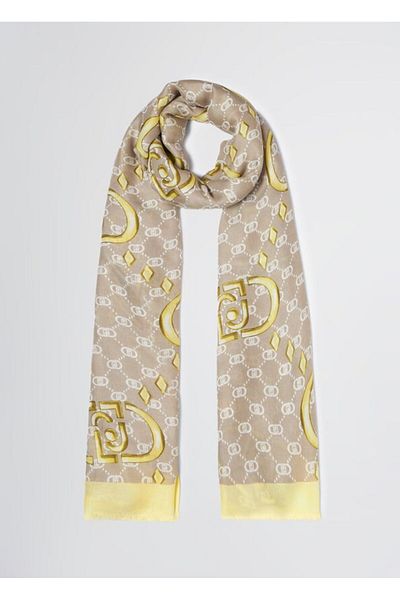 Liu Jo Yellow-Beige Brand Logo Patterned Women's Shawl & Scarf & Kerchief 2a5029t0300-10618