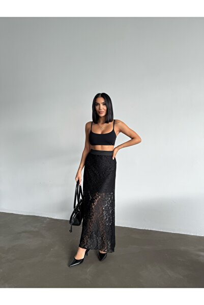 NEW STATION New Statıon dantel maxi etek