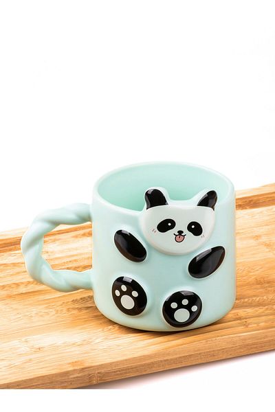 MUKKO HOME 3D Panda Embossed Porcelain Mug – 360ml, Cute and Stylish Design