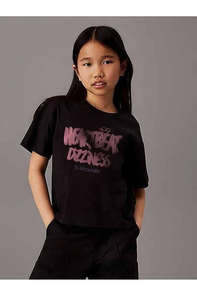 uyguntarz Kinder-T-Shirt aus Baumwolle mit HeartBeat-Aufdruck