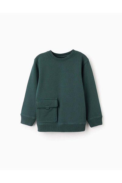 Ziddy Cotton Sweatshirt with Pocket for Boys 'B&S', Green