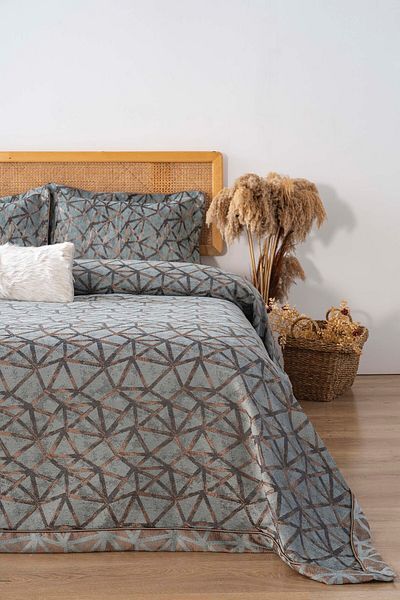 Rivaİstanbul Eliz Green Double Bedspread Set 4 Piece Sleep & Dowry Set