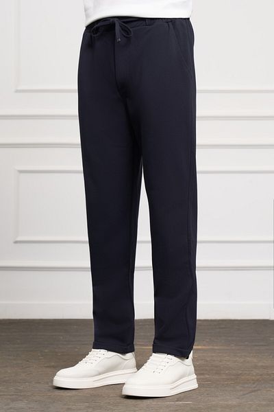 Morven Men's Navy Blue Slim Fit Elastic Jogger Pants