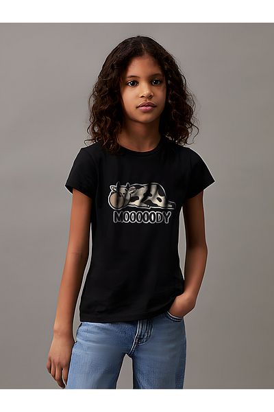 uyguntarz Kinder-T-Shirt aus Baumwolle mit Moody-Aufdruck